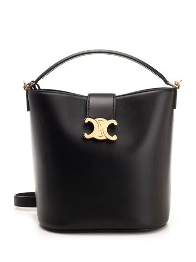 Celine Bucket 16 Bag In Supple Grained Calfskin In Black