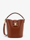 Celine Women Louise Small Leather Bucket Bag In Brown