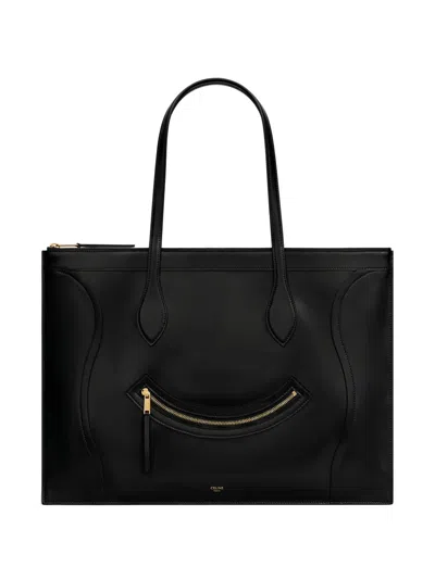 Celine Flat Cabas New Luggage In Glossy Calfskin In Black