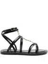 Celine Women Lympia Leather Sandals In Black