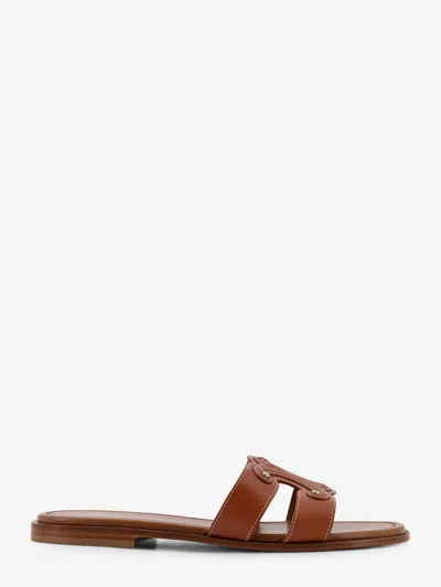 Celine Women Marina Low Leather Sandals In Brown