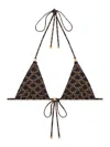 Celine Stretch Fabric Triangle Bikini Top With All-over Logo