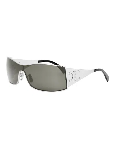 Celine Women's Maxi Metal Triomphe Mask Sunglasses In Gray