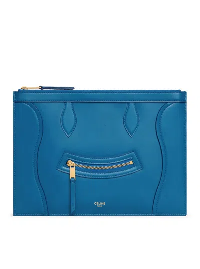 Celine Women Medium Bag In Polished Calfskin In Blue