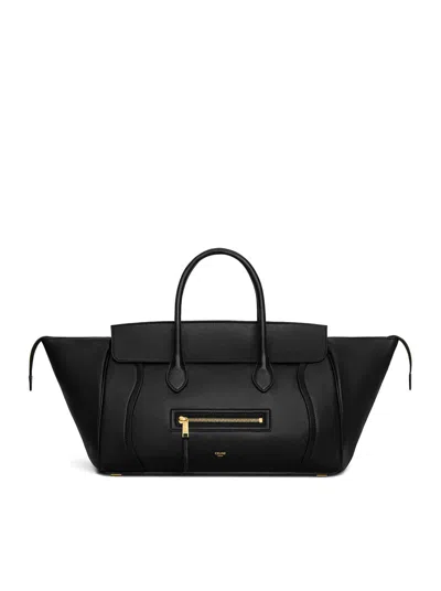 Celine Women Medium Luggage Bag In Soft Glossy Lambskin In Black