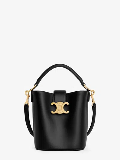 Celine Women Mini Bucket Louise Leather Bucket Bag In Black