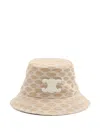 Celine Hat With Triomphe Monogram In Neutral