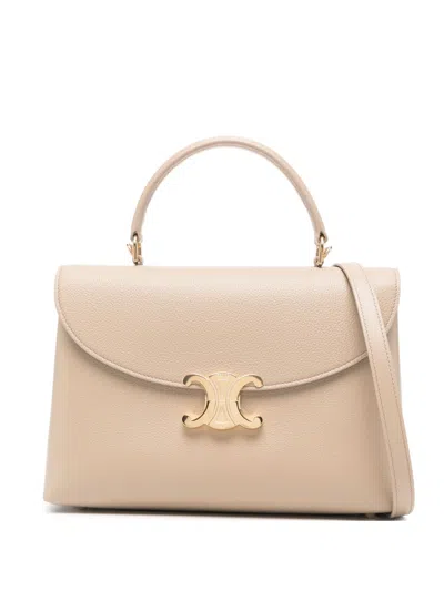 Celine Women Nino Medium Leather Handbag In Neutral