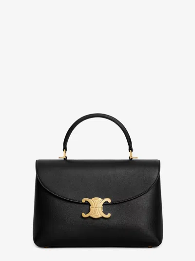 Celine Women Nino Medium Leather Shoulder Bag In Black