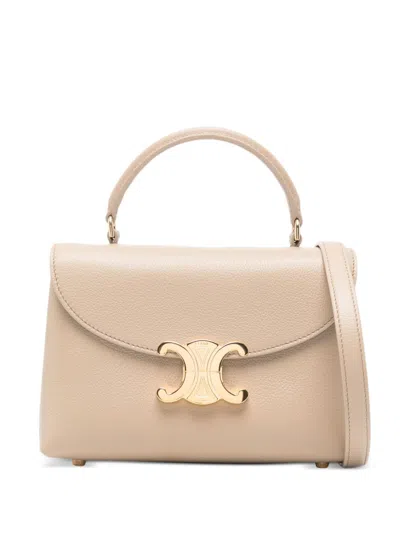 Celine Women Nino Teen Leather Handbag In Neutral