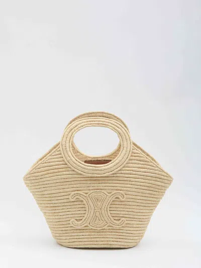 Celine Women Panier Bag In Raffia In White