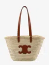 Celine Women Panier Raffia Shouder Bag With Leather Details In Neutral