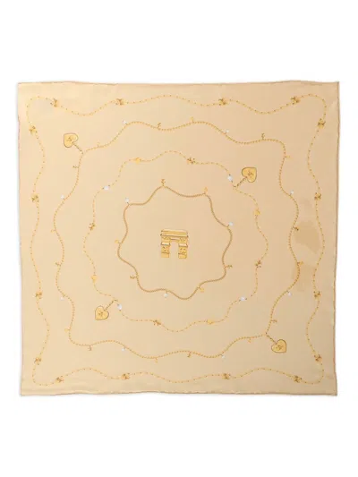 Celine Women Printed Silk Foulard In Neutral