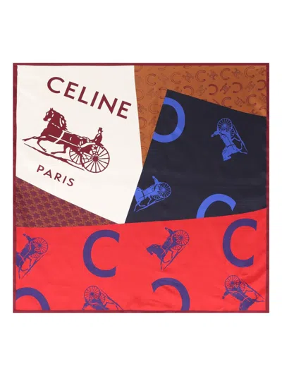 Celine Women Printed Silk Foulard In Multi