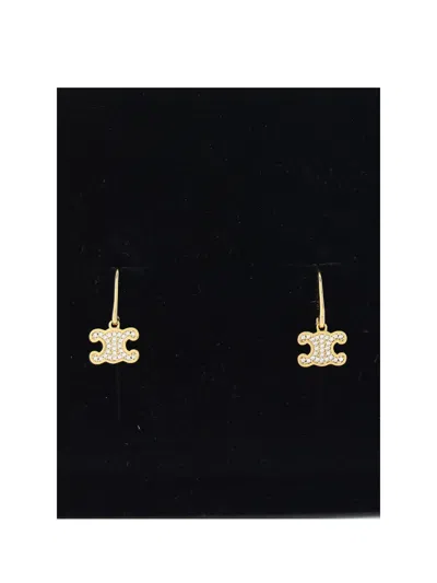 Celine Women Rhinestone Earrings In Gold