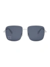 Celine Triomphe Crystal-embellished Square-frame Silver-tone Sunglasses In Silver/blue Solid