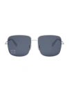 Celine Triomphe Crystal-embellished Square-frame Silver-tone Sunglasses In Blue