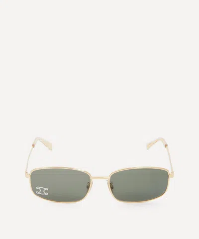 Celine Triomphe Crystal-embellished Square-frame Gold-tone Sunglasses In Green