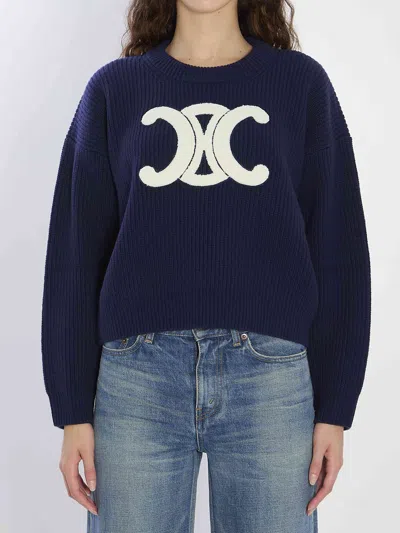 CELINE CELINE WOMEN RIBBED WOOL CREW-NECK SWEATER