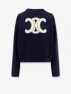 Celine Women Ribbed Wool Crew-neck Sweater In Blue
