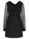 Celine Women Robe Trapeze Manche Mousseline Black In Black