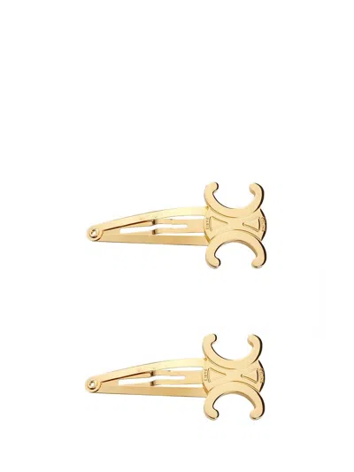 Celine Women Set Of 2 Hair Clips In Gold