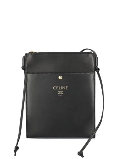 Celine Women Sharp Leather Pouch In Black
