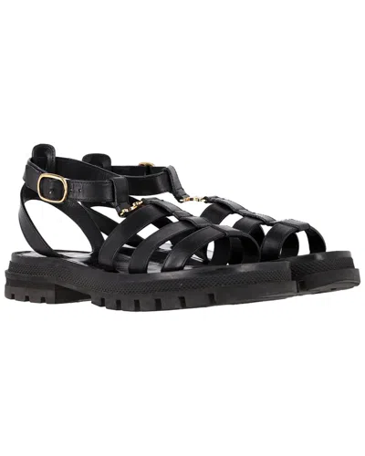 Celine Women's Sheep Leather Clea Gladiator Sandal (authentic Pre-loved) In Black
