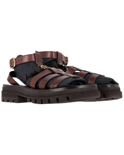 Celine Women's Sheep Leather Clea Triomphe Gladiator Sandals (authentic Pre-  Loved) In Brown