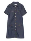 Celine Dress Short Sleeve Front Pockets In Blue