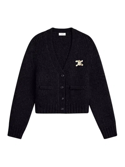 Celine Women Silk And Cashmere Cardigan In Black