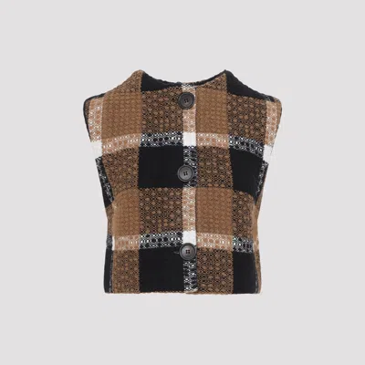 Celine Women's Sleeveless Button-front Knit Vest In Brown