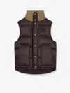 Celine Women Sleeveless Down Jacket With Triomphe Patch In Brown