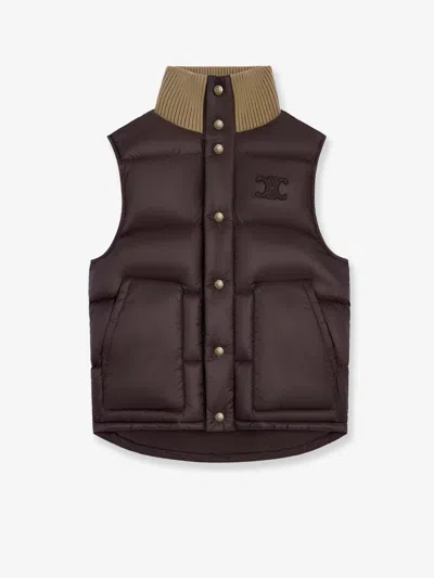 CELINE CELINE WOMEN SLEEVELESS DOWN JACKET WITH TRIOMPHE PATCH