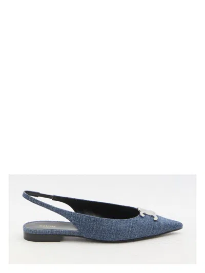 Celine Triomphe Flats In Blue