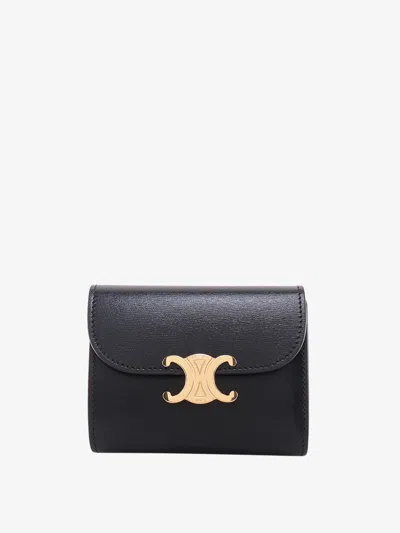 Celine Women Small Flap Leather Wallet In Black