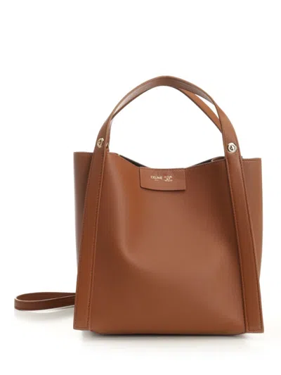 Celine Women Small Leather Cube Bag In Brown