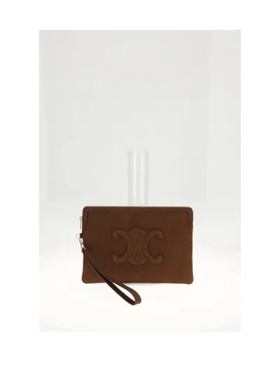 Celine Women Small Pouch With Strap In Multi