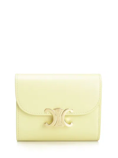 Celine Women Small "triomphe" Wallet In Yellow