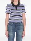 Celine Women Striped Cotton Polo Shirt In Multi