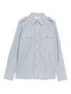Celine Women Striped Cotton Shirt In Blue