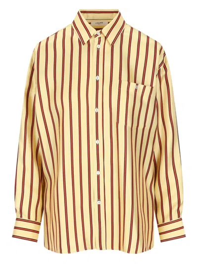 Celine Women Striped Silk Shirt In Multi