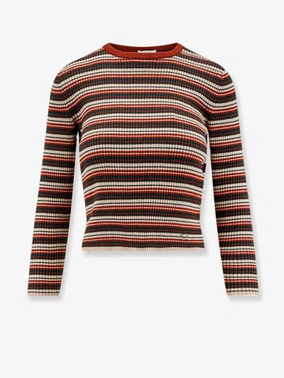 Celine Women Striped Stretch Wool Sweater In Multi