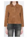Celine Long-sleeved Leather Jacket In Beige