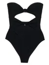 Celine Triomphe Swimsuit With Bows In Matte Jersey In Black