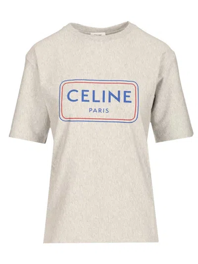 Celine Women T-shirt In Cotton Jersey In Gray