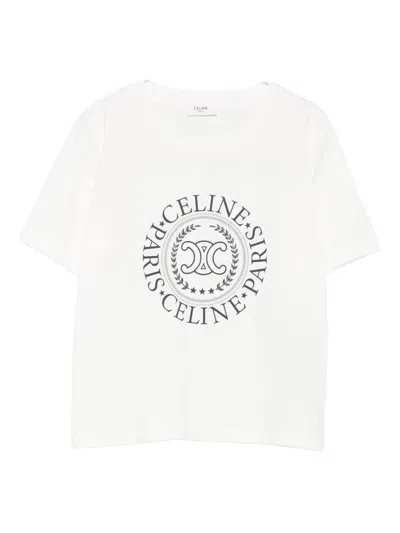 Celine Women Logo Cotton T-shirt In Animal Print