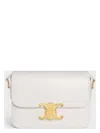 Celine Teen Triomphe Bag In Shiny Calfskin In White