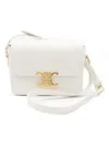 Celine Teen Triomphe Bag In Shiny Calfskin In White