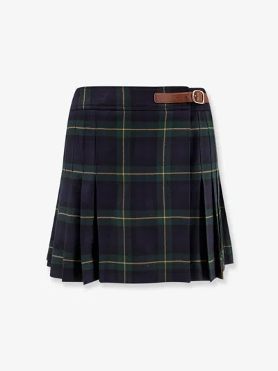 CELINE CELINE WOMEN TARTAN WOOL KILT MINISKIRT